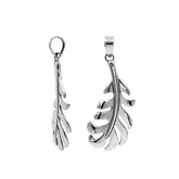 AP-6302-S Sterling Silver Beautiful Simple Designer Feather Pendant with Plain Silver Jewelry Bali Designs Inc